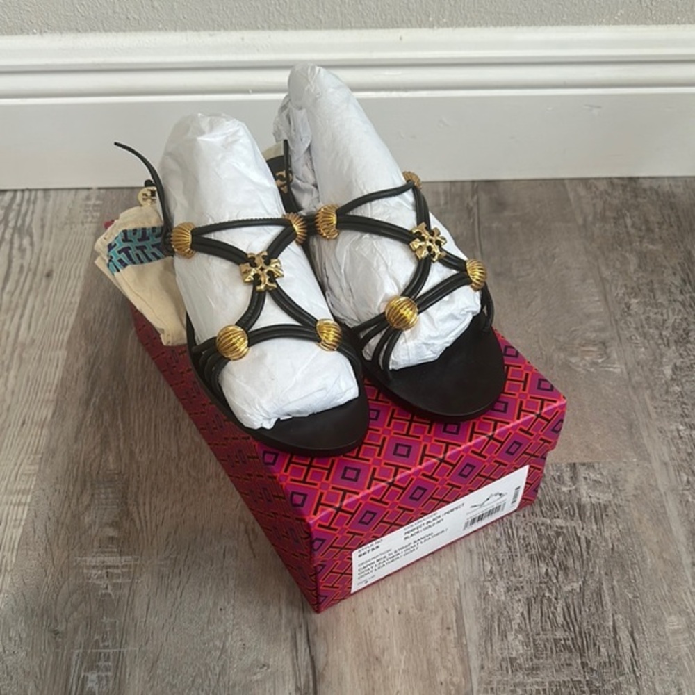 Tory Burch CAPRI MULTI STRAP SANDAL Black Size 8